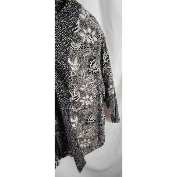 Vintage Bon Worth Large cardigan Open Front silky Kimono B/W flowy Rayon EUC - Picture 5 of 10